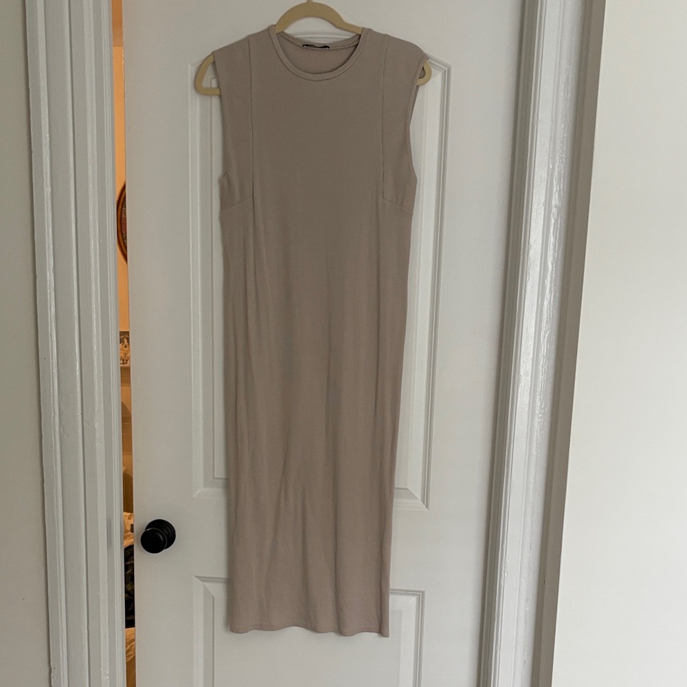 Zara tan maxi dress with cap sleeves